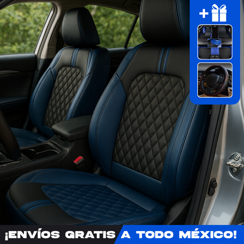 Funda para Asiento de Auto Universal Autra en Cuero Legítimo +REGALO: Juego Completo de Alfombras