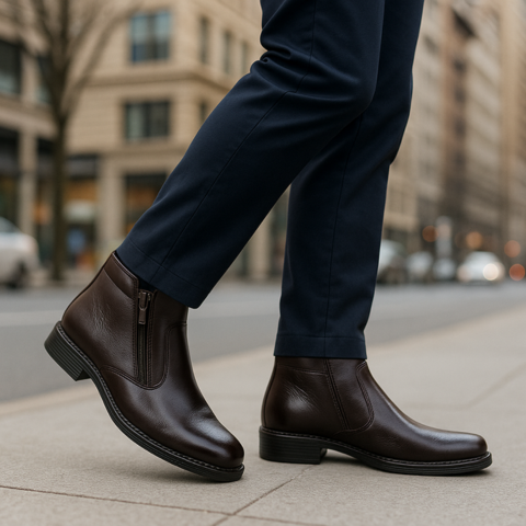 Kit Bota de Hombre Bravik en Cuero Legítimo con Plantilla Ortopédica +REGALOS: Gorra, Cinturón y Funda con Cuchillo