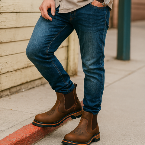 Kit Bota El Patrón en Cuero Legítimo +REGALOS: Sombrero de Cuero, Cinturón y Billetera