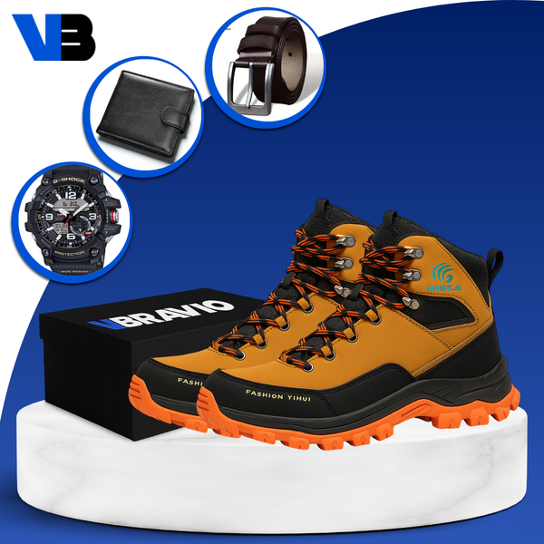 Kit Bota de Hombre Safety en 100 % Cuero Legítimo (Impermeable y Antideslizante) +3 REGALOS Limitados