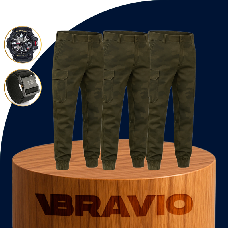 Kit de 3 Pantalones Tácticos Militares en Tejido RipStop y Poliéster (¡Robustos y Duraderos!) +REGALOS: Reloj Táctico y Cinturón Táctico