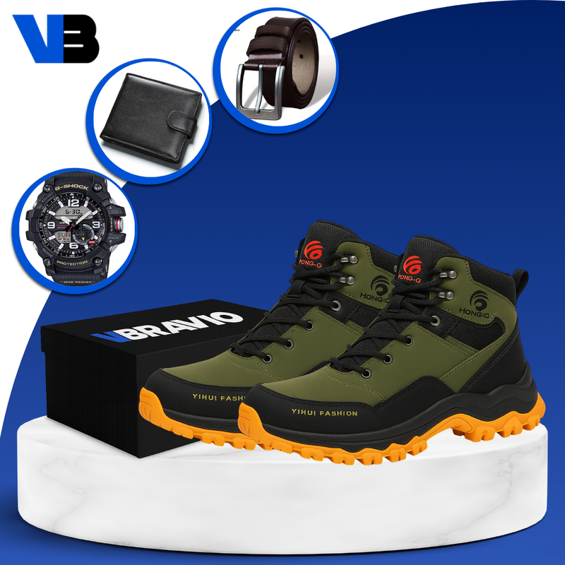 Kit Bota de Hombre Safety en 100 % Cuero Legítimo (Impermeable y Antideslizante) +3 REGALOS Limitados