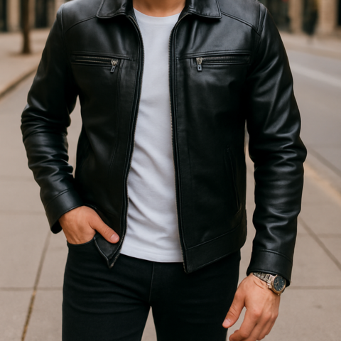 Campera de Hombre Cóndor en Cuero Legítimo +3 REGALOS: Cinturón, Reloj y Billetera