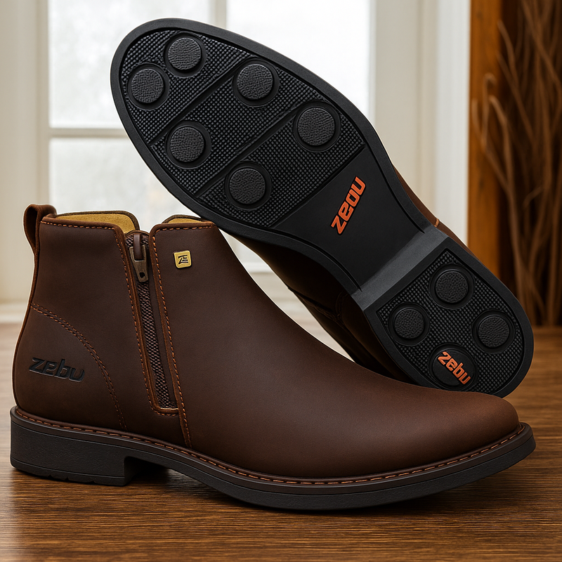 Kit Bota Zavu Casual Ortopédica de Hombre en Cuero Legítimo +3 REGALOS: Cinturón, Gorra y Billetera