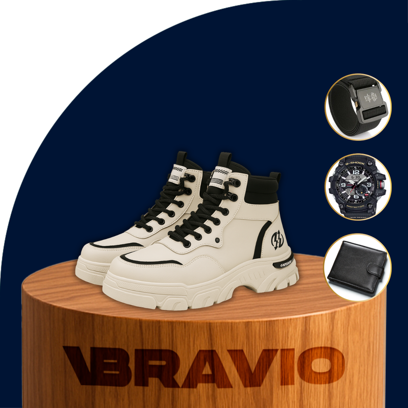 Bota de Hombre Roadster en Cuero Legítimo con Plantilla Ortopédica +REGALO: Cinturón, Reloj y Billetera