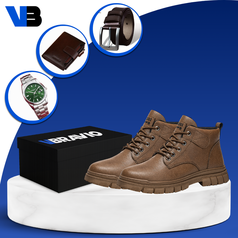 Bota Masculina Vanguard em Couro 100% Legítimo +BRINDES: Cinto de Couro, Carteira e Relógio