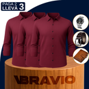 [Llevá 3 Pagá 2] Camisa Social en Seda Hielo y Poliéster Premium + REGALOS: Cinturón, Reloj y Billetera